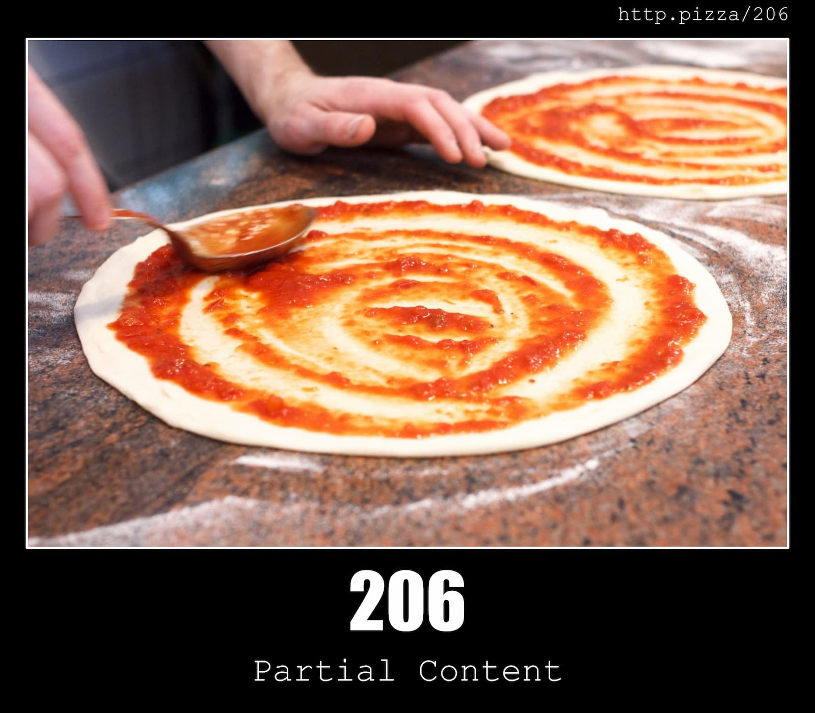 HTTP Status Code 206 Partial Content  & Pizzas