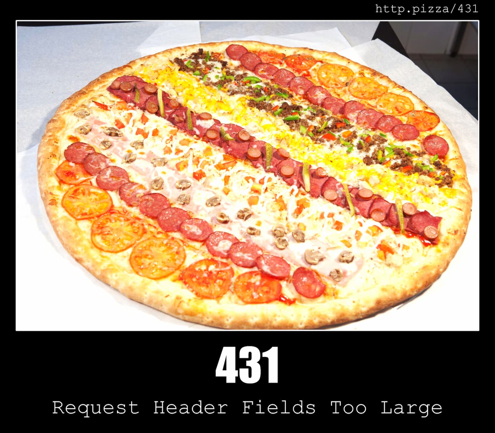HTTP Status Code 431 Request Header Fields Too Large & Pizzas