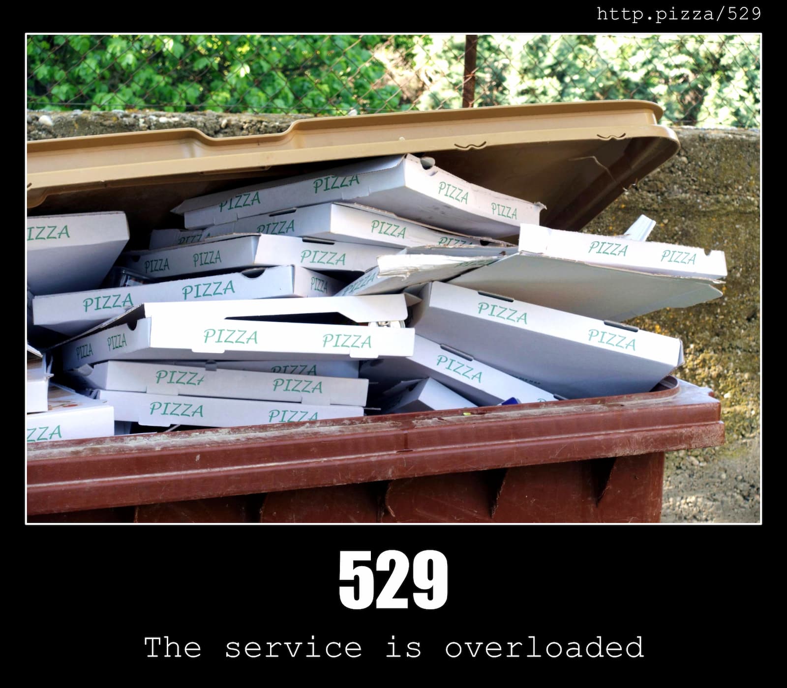 HTTP Status Code 529 The service is overloaded & Pizzas